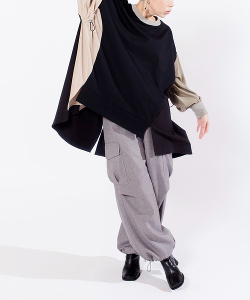 OSMOSIS（オズモーシス）の「カラーブロックギャザースリーブプルオーバー（Tシャツ/カットソー・レディース・ライトカーキ/ブルー系その他/ブルー・ONE SIZE）」の7枚目の写真