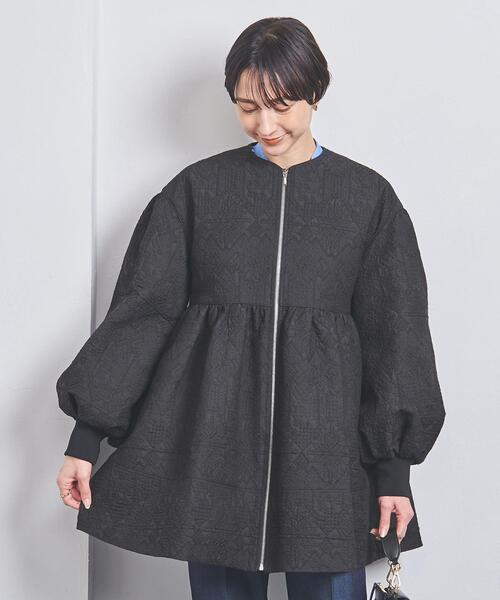 新品 UNITED ARROWS エンブロイダリーキルトベスト ブラック UNITED ARROWS（ユナイテッドアローズ）の「エンブロイダリー キルト