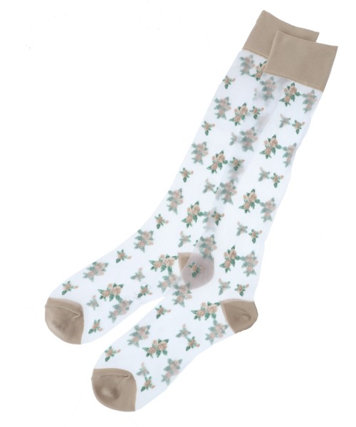 Candy Stripper（キャンディストリッパー）の「TINY ROSE SHEER HIGH ソックス（ソックス/靴下・レディース・ライトブルー/ベージュ/ブラック・FREE）」の4枚目の写真