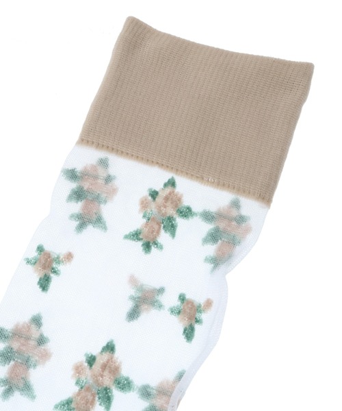 Candy Stripper（キャンディストリッパー）の「TINY ROSE SHEER HIGH ソックス（ソックス/靴下・レディース・ライトブルー/ベージュ/ブラック・FREE）」の5枚目の写真