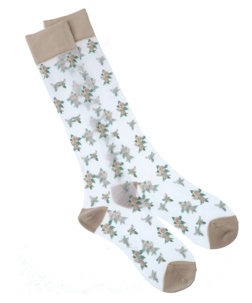 Candy Stripper（キャンディストリッパー）の「TINY ROSE SHEER HIGH ソックス（ソックス/靴下・レディース・ライトブルー/ベージュ/ブラック・FREE）」の12枚目の写真