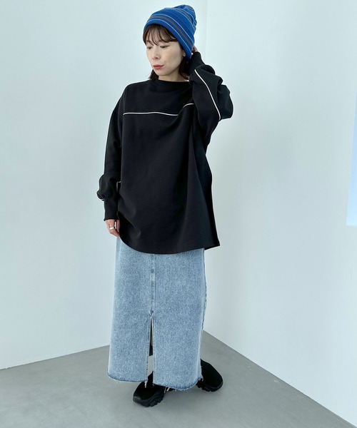 LEPSIM(レプシィム)の「ニットボーダービーニー 102415(ニットキャップ/ビーニー・レディース・オフホワイト/ブルー・ONE SIZE)」の7枚目の写真