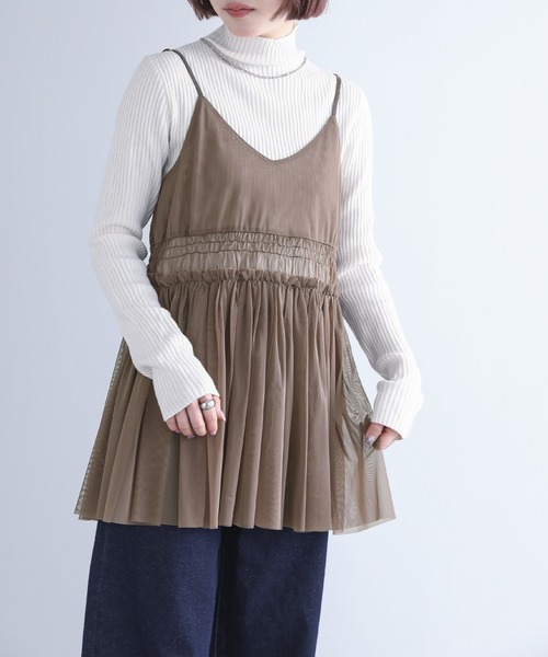 n'OrLABEL(ノアールレーベル)の「『チュールキャミソール』(キャミソール・レディース・モカ/ブラック/アイボリー・2/1)」の3枚目の写真