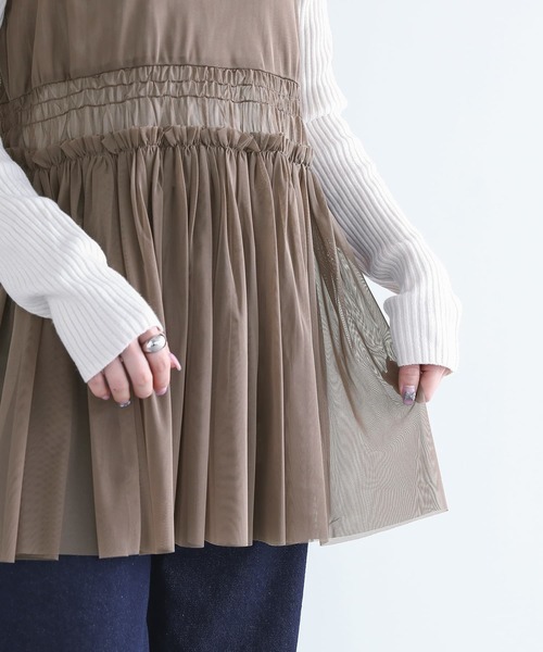 n'OrLABEL(ノアールレーベル)の「『チュールキャミソール』(キャミソール・レディース・モカ/ブラック/アイボリー・2/1)」の7枚目の写真