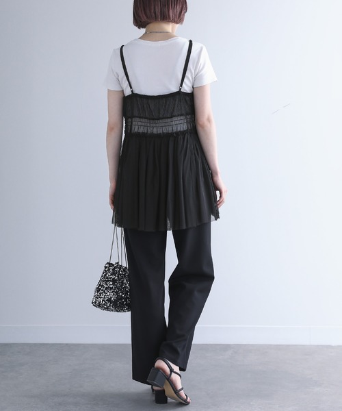 n'OrLABEL(ノアールレーベル)の「『チュールキャミソール』(キャミソール・レディース・モカ/ブラック/アイボリー・2/1)」の6枚目の写真