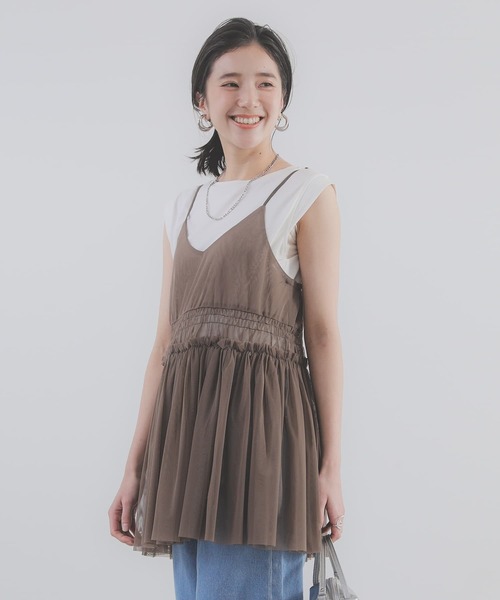 n'OrLABEL(ノアールレーベル)の「『チュールキャミソール』(キャミソール・レディース・モカ/ブラック/アイボリー・2/1)」の16枚目の写真