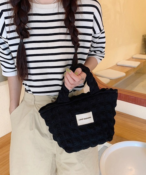 Miniministore(ミニミニストア)の「ミニトートバッグ ポップコーン軽量バッグ(ハンドバッグ・レディース・イエロー/ピンク/アイボリー/ブラック/ブルー・FREE)」の1枚目の写真