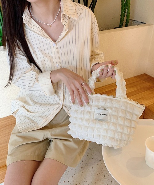 Miniministore(ミニミニストア)の「ミニトートバッグ ポップコーン軽量バッグ(ハンドバッグ・レディース・イエロー/ピンク/アイボリー/ブラック/ブルー・FREE)」の8枚目の写真