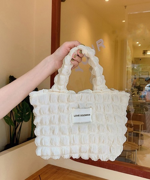 Miniministore(ミニミニストア)の「ミニトートバッグ ポップコーン軽量バッグ(ハンドバッグ・レディース・イエロー/ピンク/アイボリー/ブラック/ブルー・FREE)」の9枚目の写真