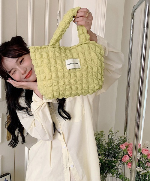 Miniministore(ミニミニストア)の「ミニトートバッグ ポップコーン軽量バッグ(ハンドバッグ・レディース・イエロー/ピンク/アイボリー/ブラック/ブルー・FREE)」の11枚目の写真