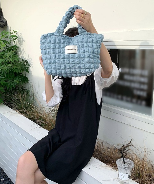Miniministore(ミニミニストア)の「ミニトートバッグ ポップコーン軽量バッグ(ハンドバッグ・レディース・イエロー/ピンク/アイボリー/ブラック/ブルー・FREE)」の13枚目の写真