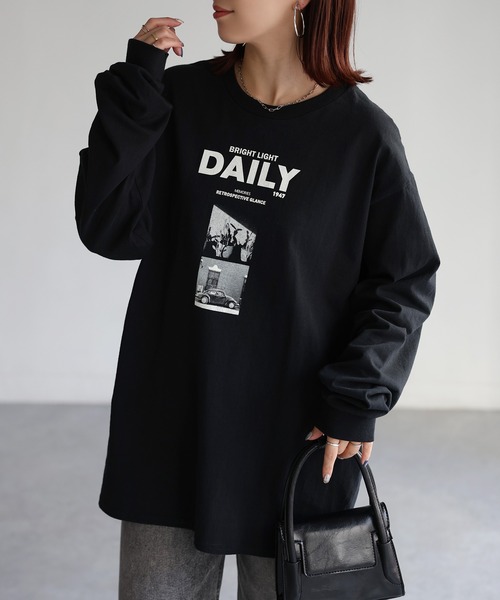 Riberry(リベリー)の「DAILYフォトプリントロンT(Tシャツ/カットソー・レディース・ブラック/ホワイト・LARGE)」の12枚目の写真