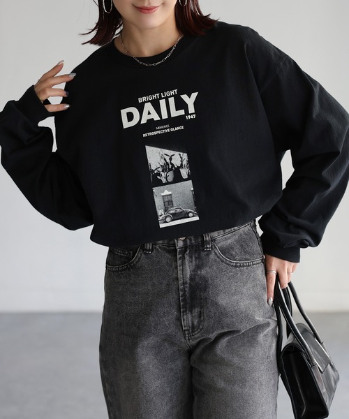 Riberry(リベリー)の「DAILYフォトプリントロンT(Tシャツ/カットソー・レディース・ブラック/ホワイト・LARGE)」の16枚目の写真