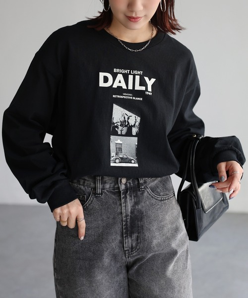 Riberry(リベリー)の「DAILYフォトプリントロンT(Tシャツ/カットソー・レディース・ブラック/ホワイト・LARGE)」の15枚目の写真