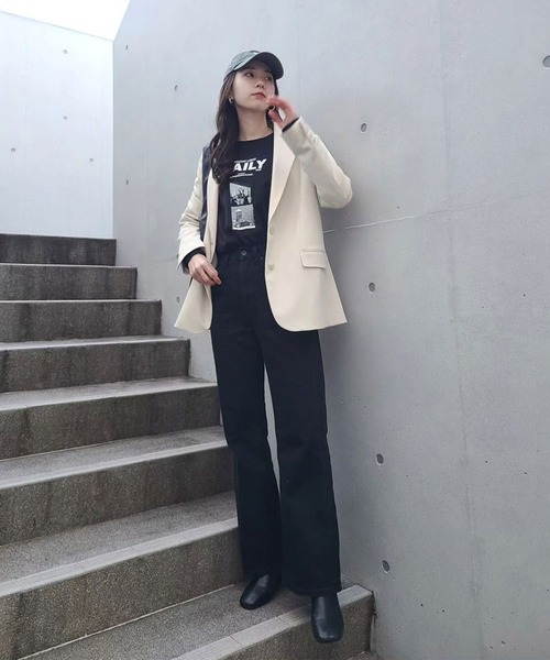 Riberry(リベリー)の「DAILYフォトプリントロンT(Tシャツ/カットソー・レディース・ブラック/ホワイト・LARGE)」の4枚目の写真