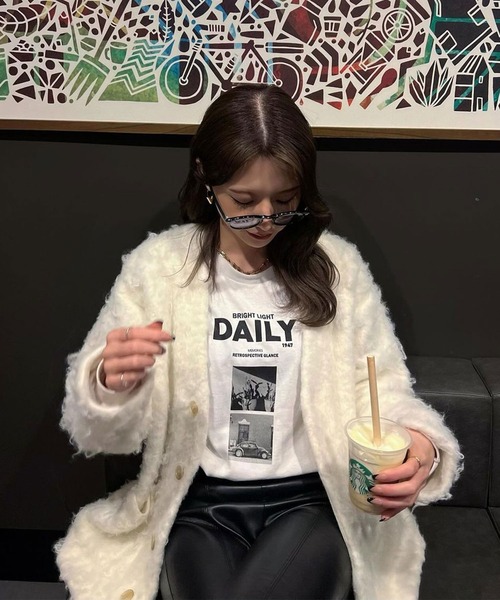 Riberry(リベリー)の「DAILYフォトプリントロンT(Tシャツ/カットソー・レディース・ブラック/ホワイト・LARGE)」の5枚目の写真