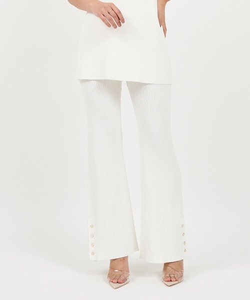 ROYAL PARTY（ロイヤルパーティー）の「ヘムボタンニットフレアパンツ（その他パンツ・レディース・ベージュ/オフホワイト/ブラック・FREE）」の10枚目の写真