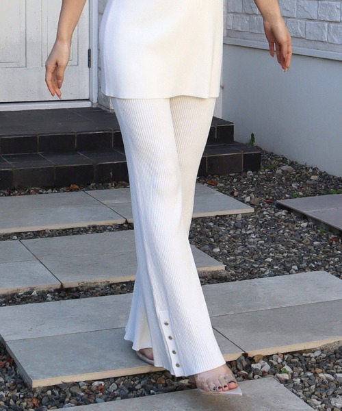 ROYAL PARTY（ロイヤルパーティー）の「ヘムボタンニットフレアパンツ（その他パンツ・レディース・ベージュ/オフホワイト/ブラック・FREE）」の20枚目の写真