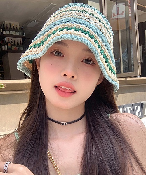 c.u.l（シーユーエル）の「かぎ編み ボーダーデザイン クロシェハット cula829（ハット・レディース・アイボリー/ブラック/オレンジ/グリーン・FREE）」の17枚目の写真