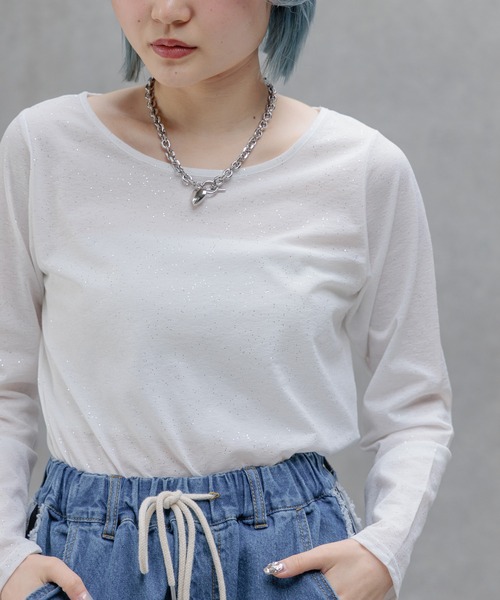 PAGEBOY(ページボーイ)の「スラブシアーロングスリーブ(Tシャツ/カットソー・レディース・ブラック系その他/ブラック/ブルー系その他/ホワイト系その他/ホワイト・FREE)」の3枚目の写真