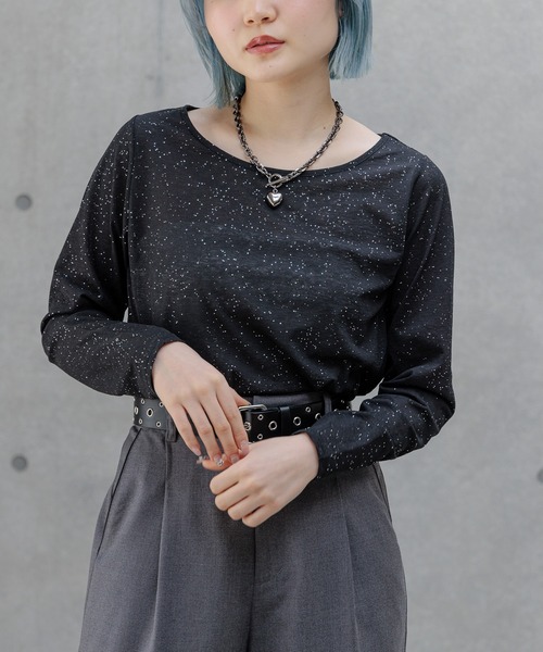 PAGEBOY(ページボーイ)の「スラブシアーロングスリーブ(Tシャツ/カットソー・レディース・ブラック系その他/ブラック/ブルー系その他/ホワイト系その他/ホワイト・FREE)」の1枚目の写真