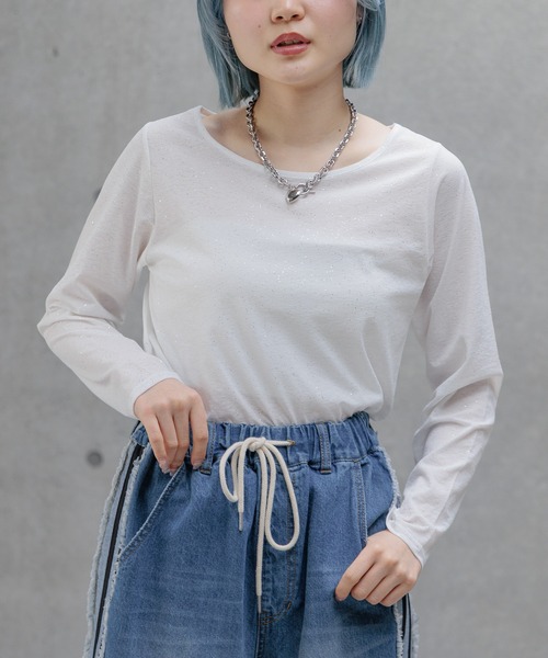 PAGEBOY(ページボーイ)の「スラブシアーロングスリーブ(Tシャツ/カットソー・レディース・ブラック系その他/ブラック/ブルー系その他/ホワイト系その他/ホワイト・FREE)」の15枚目の写真