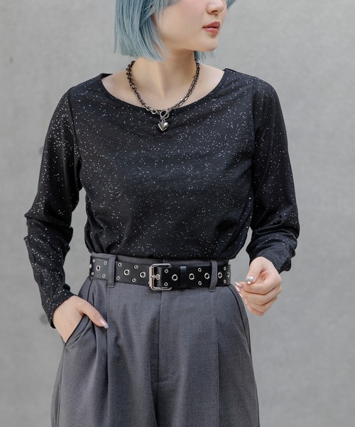 PAGEBOY(ページボーイ)の「スラブシアーロングスリーブ(Tシャツ/カットソー・レディース・ブラック系その他/ブラック/ブルー系その他/ホワイト系その他/ホワイト・FREE)」の6枚目の写真