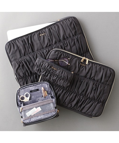 Francfranc（フランフラン）の「ギャザー ペン＆アイグラスケース  ダークグレー ペンケース デスク収納 文具 ポーチ（ポーチ・レディース・ダークグレー・FREE）」の6枚目の写真