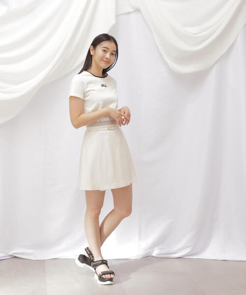 JILL by JILL STUART（ジルバイジルスチュアート）の「◇オーガニックコットン　バイカラーシシュウロゴコンパクトＴシャ（Tシャツ/カットソー・レディース・ホワイト/ホワイト系その他・FREE）」の5枚目の写真