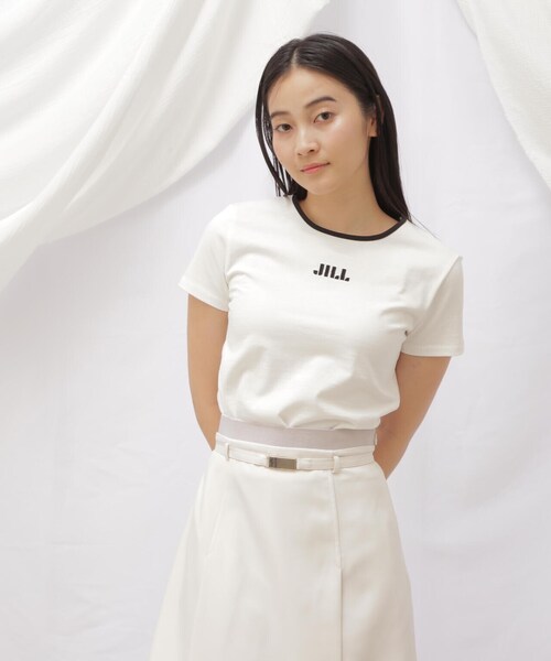 JILL by JILL STUART（ジルバイジルスチュアート）の「◇オーガニックコットン　バイカラーシシュウロゴコンパクトＴシャ（Tシャツ/カットソー・レディース・ホワイト/ホワイト系その他・FREE）」の3枚目の写真