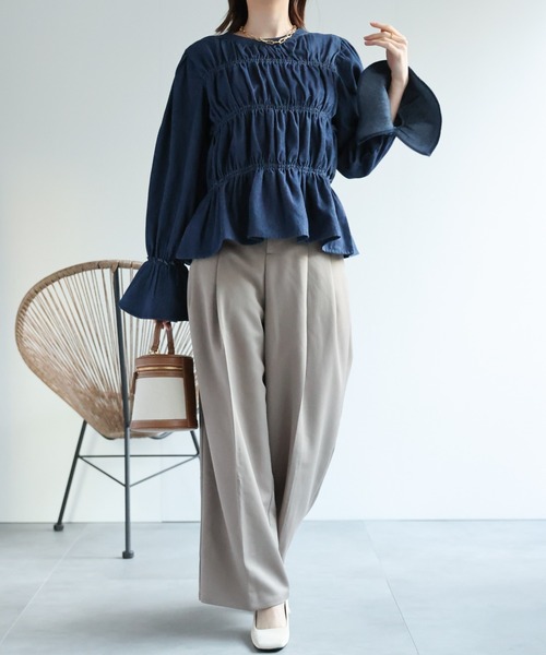 セール】デニムギャザーブラウス（シャツ/ブラウス）｜sakishimatokyo