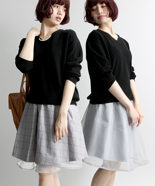 WEGO(ウィゴー)の「WEGO/リバーシブルチェックスカート(スカート・レディース・グレー/ブラック/オフホワイト・FREE)」の3枚目の写真