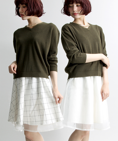 WEGO(ウィゴー)の「WEGO/リバーシブルチェックスカート(スカート・レディース・グレー/ブラック/オフホワイト・FREE)」の1枚目の写真