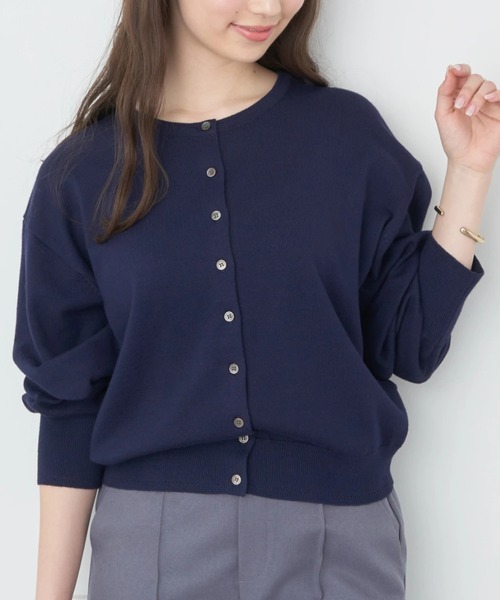 earth music&ecology（アースミュージックアンドエコロジー）の「UVカット加工　ベーシックカーディガン（カーディガン/ボレロ・レディース・オフホワイト/ブルー/ブラック/ライトピンク/ライトグレー/ネイビー・FREE）」の5枚目の写真