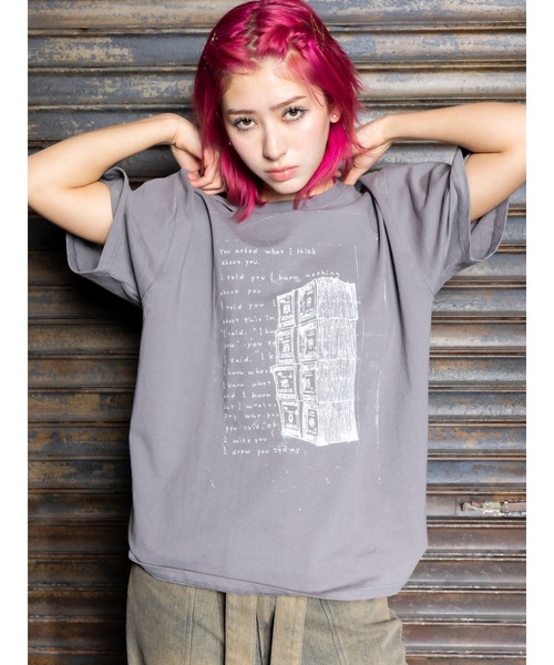 DURAS(デュラス)の「Message T-shirt(Tシャツ/カットソー・レディース・ホワイト/グレー・FREE)」の2枚目の写真