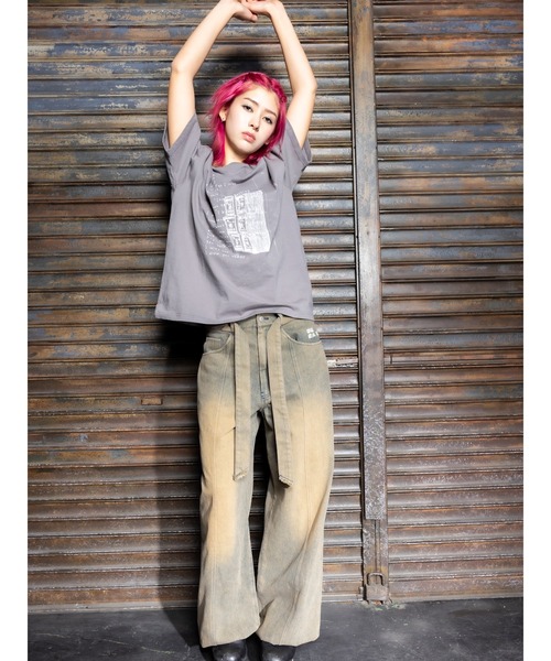 DURAS(デュラス)の「Message T-shirt(Tシャツ/カットソー・レディース・ホワイト/グレー・FREE)」の7枚目の写真