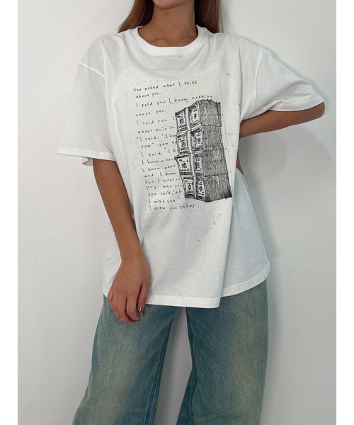 DURAS(デュラス)の「Message T-shirt(Tシャツ/カットソー・レディース・ホワイト/グレー・FREE)」の15枚目の写真