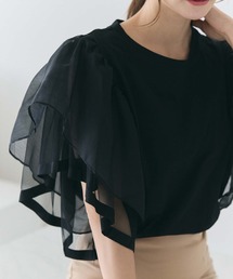 オーガンジードッキングフリルトップス