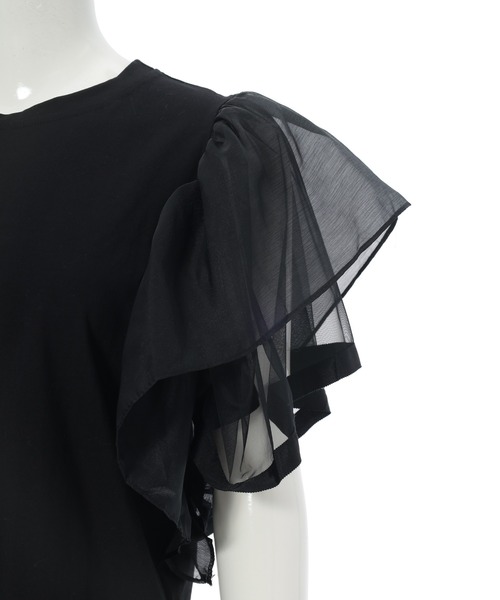 fifth(フィフス)の「オーガンジードッキングフリルトップス(Tシャツ/カットソー・レディース・ホワイト/ブラック・M)」の4枚目の写真