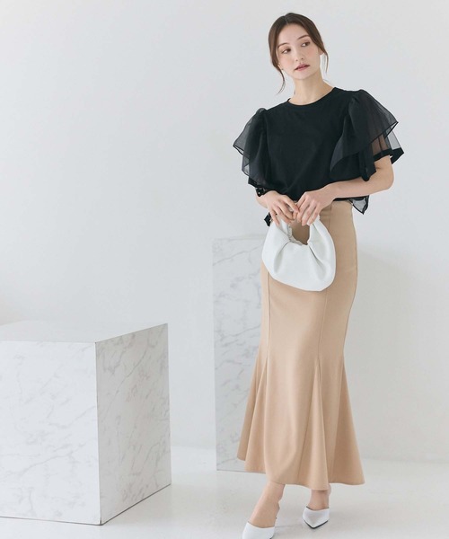 fifth(フィフス)の「オーガンジードッキングフリルトップス(Tシャツ/カットソー・レディース・ホワイト/ブラック・M)」の14枚目の写真