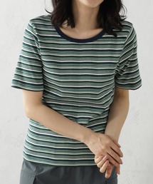 ランダムリブボーダー半袖プルオーバー