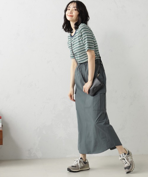 FOUND GOOD(ファウンドグッド)の「ランダムリブボーダー半袖プルオーバー(Tシャツ/カットソー・レディース・アイボリー/グリーン系5/ブルー系2/ピンク系2・M/L/S)」の9枚目の写真