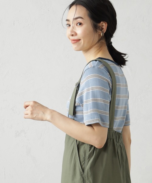 FOUND GOOD(ファウンドグッド)の「ランダムリブボーダー半袖プルオーバー(Tシャツ/カットソー・レディース・アイボリー/グリーン系5/ブルー系2/ピンク系2・M/L/S)」の13枚目の写真
