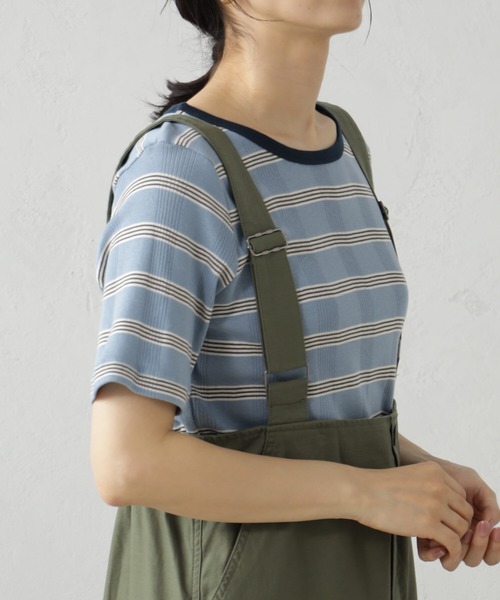 FOUND GOOD(ファウンドグッド)の「ランダムリブボーダー半袖プルオーバー(Tシャツ/カットソー・レディース・アイボリー/グリーン系5/ブルー系2/ピンク系2・M/L/S)」の14枚目の写真