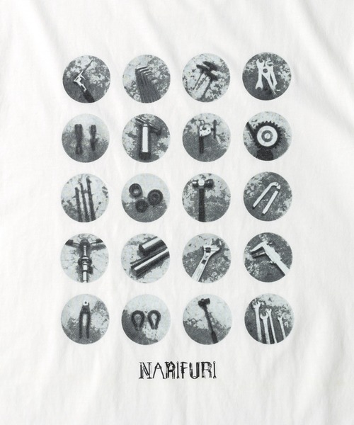 narifuri(ナリフリ)の「バイシクルツールフォトTシャツ(Tシャツ/カットソー・メンズ・ブラック/グレイッシュブルー/セージグリーン/ホワイト・MEDIUM/LARGE/SMALL/X-LARGE)」の8枚目の写真