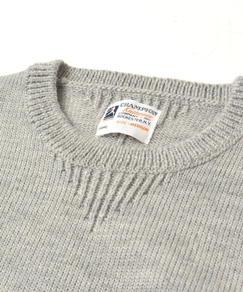 SHIPS（シップス）の「Begin 11月号掲載 Champion(チャンピオン)×SHIPS AUTHENTIC: 別注 ミドルゲージ クルーネック/ニット■（ニット/セーター・メンズ・グレー/ネイビー・MEDIUM/SMALL/LARGE）」の9枚目の写真