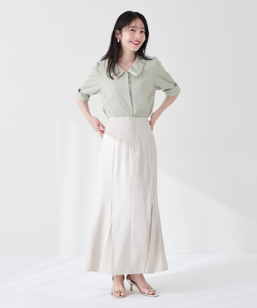 natural couture(ナチュラルクチュール)の「osono配色重ね衿三角カフスブラウス(シャツ/ブラウス・レディース・オフホワイト/サックスブルー/ネイビー/ミント/ラベンダー/ドット・FREE)」の16枚目の写真