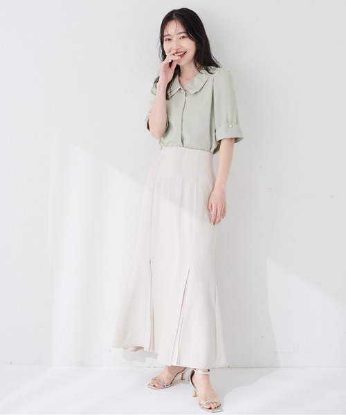 natural couture(ナチュラルクチュール)の「osono配色重ね衿三角カフスブラウス(シャツ/ブラウス・レディース・オフホワイト/サックスブルー/ネイビー/ミント/ラベンダー/ドット・FREE)」の17枚目の写真