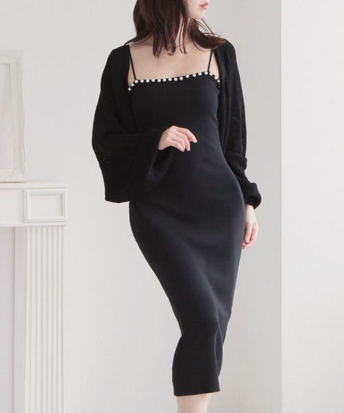 Julia Boutique（ジュリアブティック）の「ショート丈ボレロニットカーディガン/24024（カーディガン/ボレロ・レディース・ブラック/ホワイト/ピンク・ONE）」の8枚目の写真