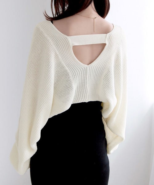 Julia Boutique（ジュリアブティック）の「ショート丈ボレロニットカーディガン/24024（カーディガン/ボレロ・レディース・ブラック/ホワイト/ピンク・ONE）」の14枚目の写真